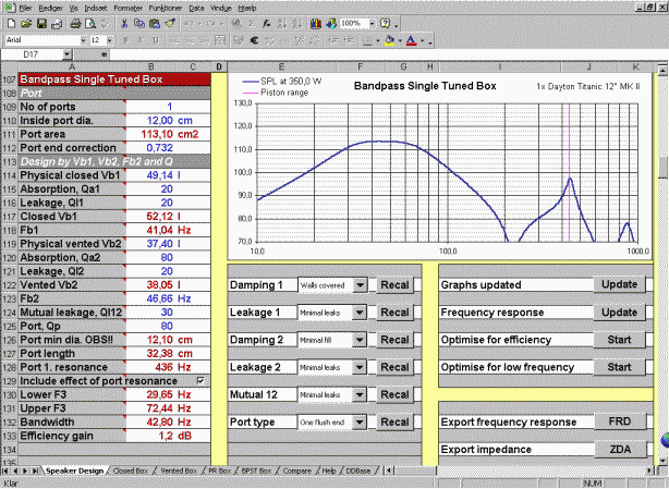Bandpass Single Tuned Box Parameter Input